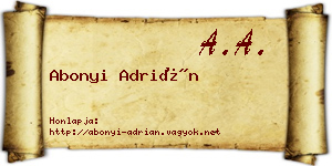 Abonyi Adrián névjegykártya